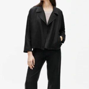 Eileen Fisher Classic Collar Open‐Front  Boxy Easy Fit Jacket/Shacket (Size L)